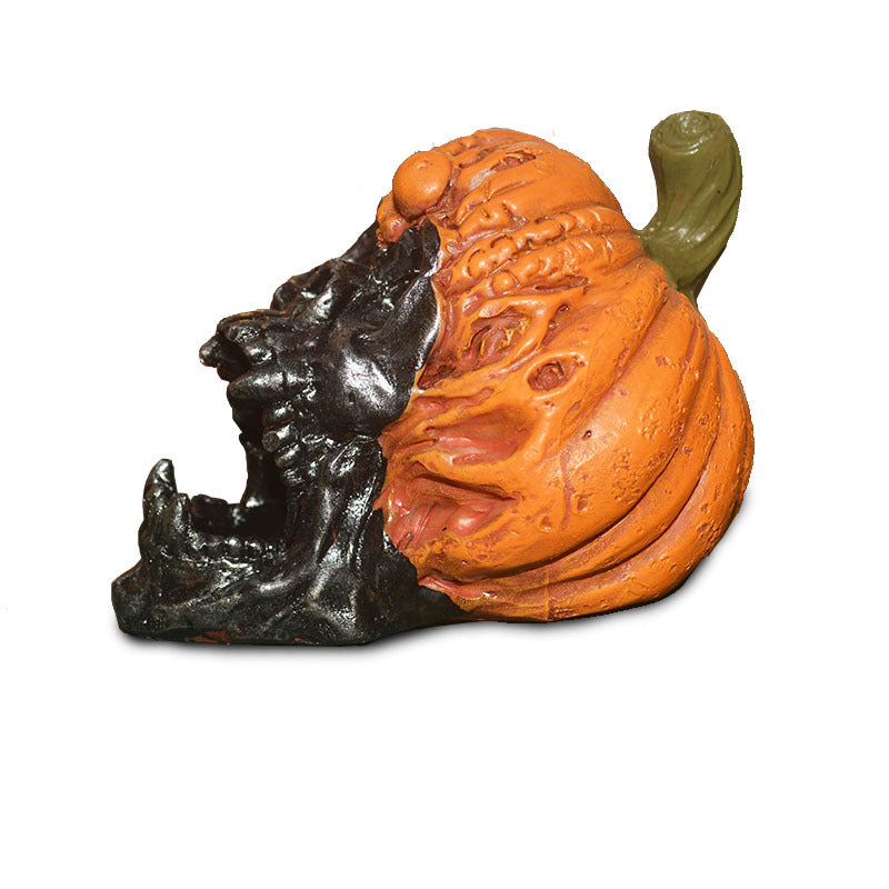 Adorno de resina de Halloween con calavera de calabaza malvada, decoración