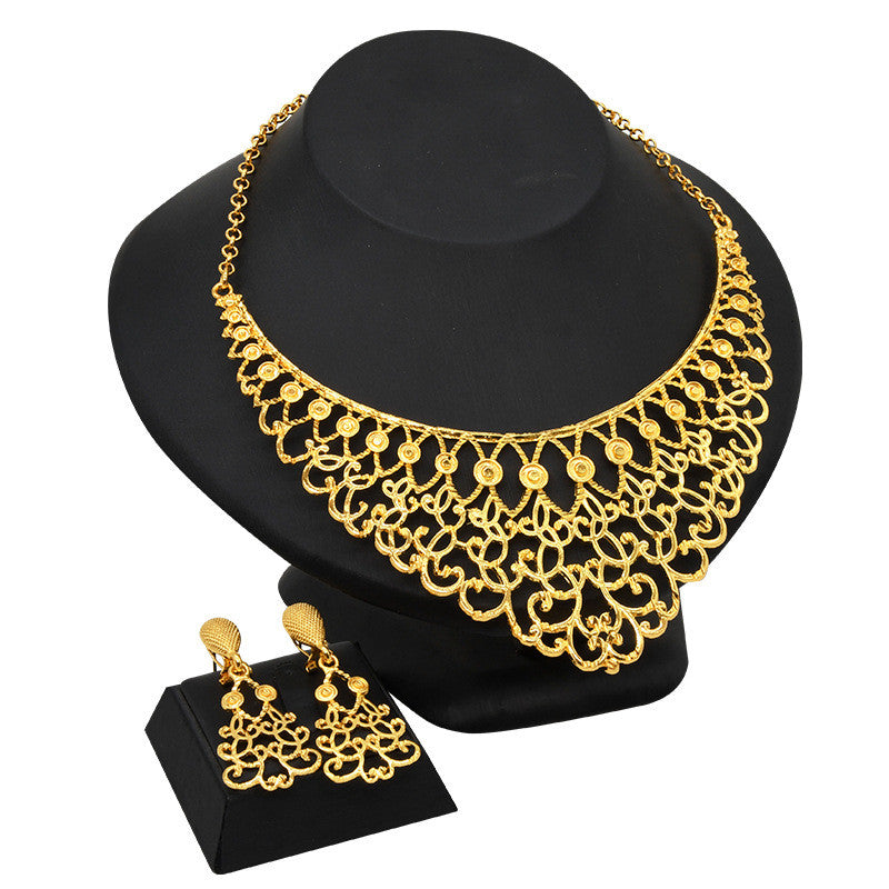 Conjunto de bisutería chapado en oro de 24 quilates con aretes, hermoso conjunto de bijou de distintas figuras