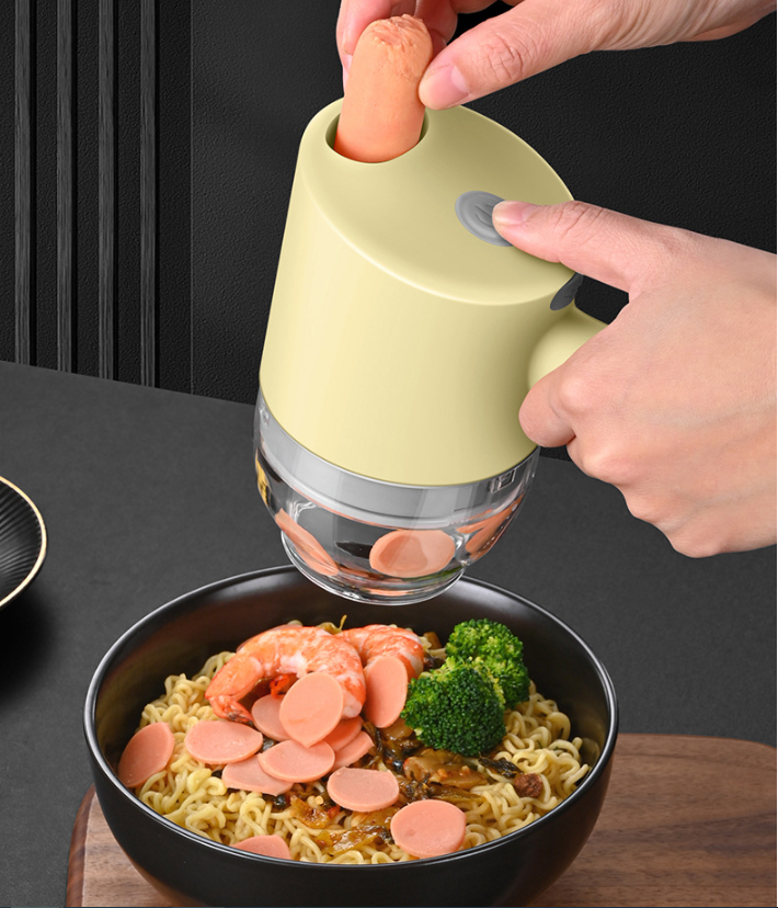 Mini picadora de alimentos, para hacer carne molida, rebanadora portátil de mano, prensa de ajo eléctrica inalámbrica, rebanadora auto limpiante para verduras, carnes y más.