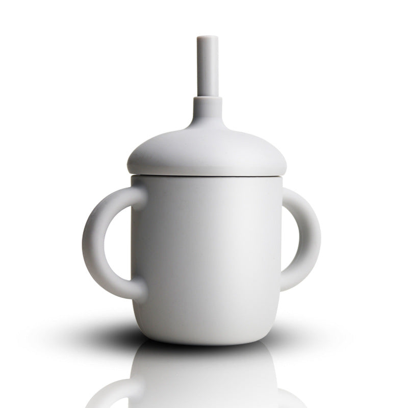 Diseño de taza de silicona, taza de alimentación de bebé, botella de agua con popote, taza para sorber de silicona