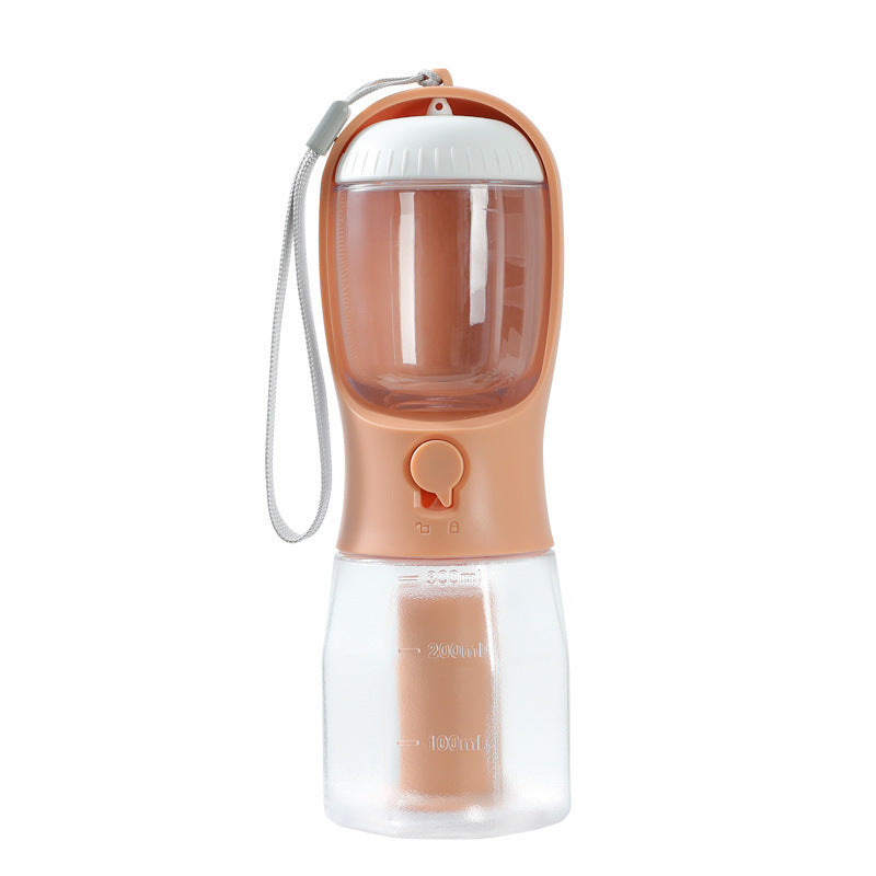 Botella Multifuncional para Mascotas 3 en 1,  Vaso Portátil – Agua, Comida y Bolsas en un Solo Click