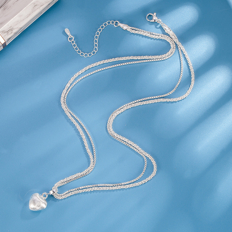 Collar con colgante de corazón, doble cadena, espectacular!!