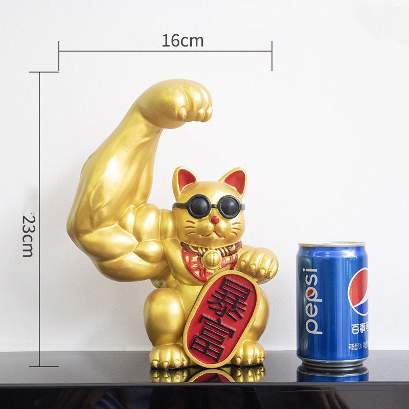 Gato de la Suerte Musculoso | Fuerza y Prosperidad