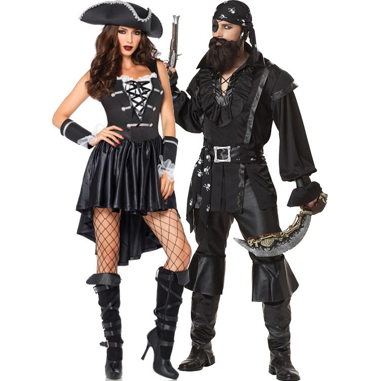 Disfraz de pirata masculino de Halloween, masculino y femenino, traje de pirata pareja