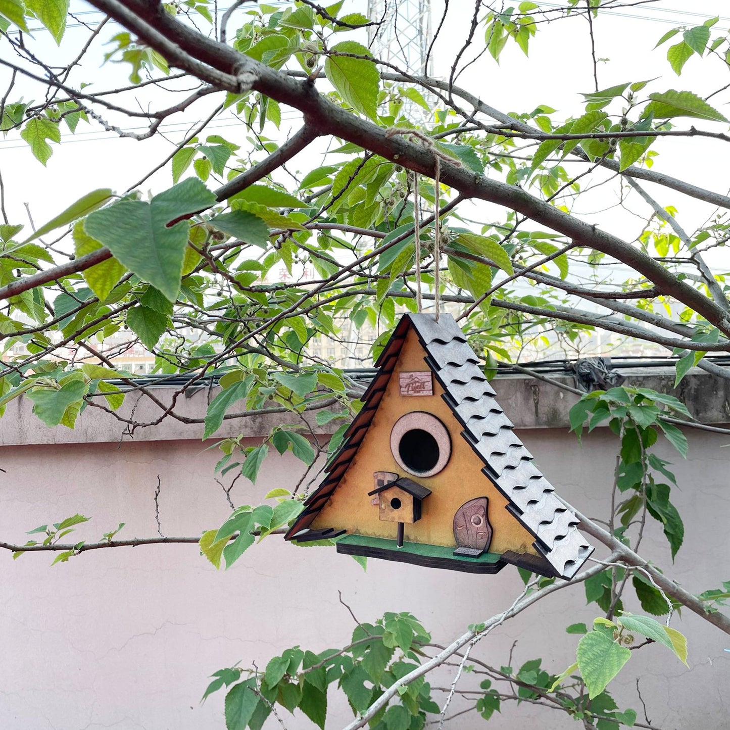 Casita de pajaritos para jardín, decoración para jardín, bellísimo para exterior