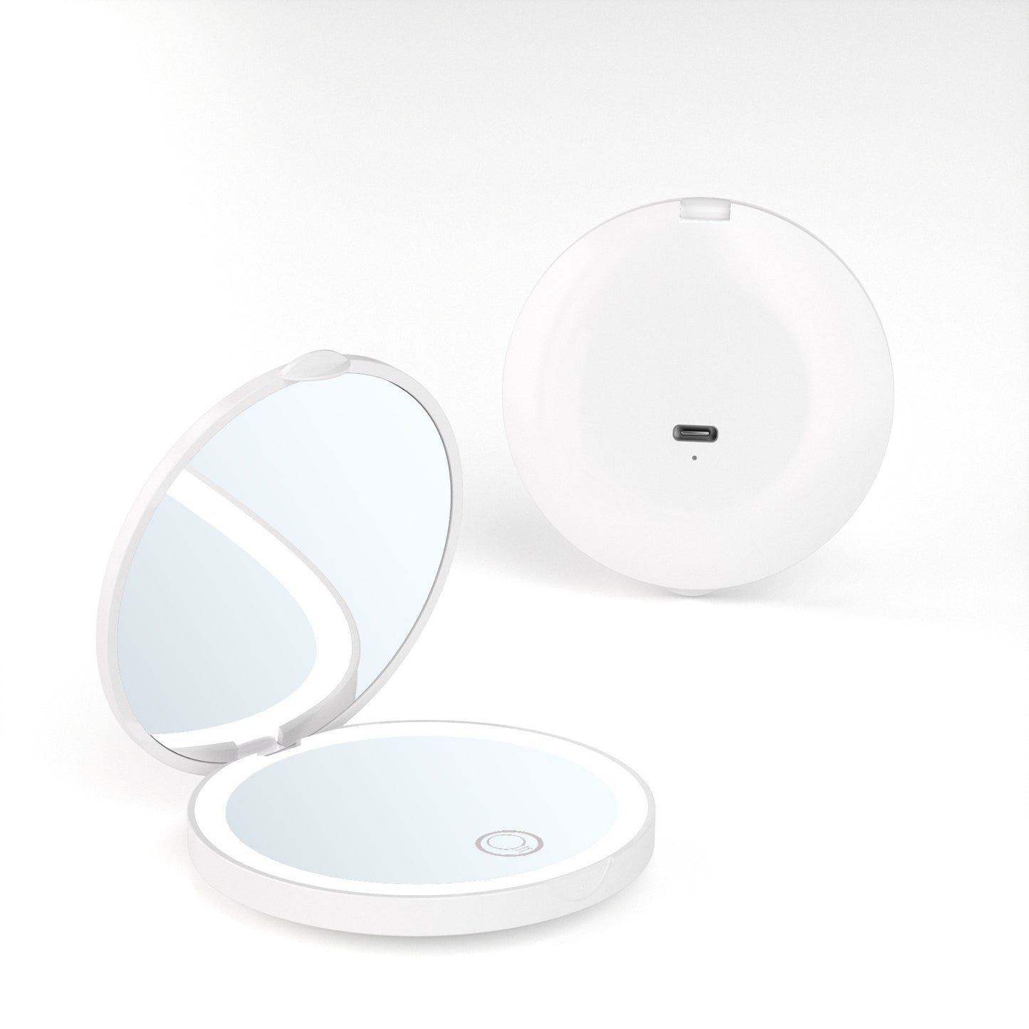 Espejo de maquillaje LED portátil, con aumento de 2X, recargable y portátil.