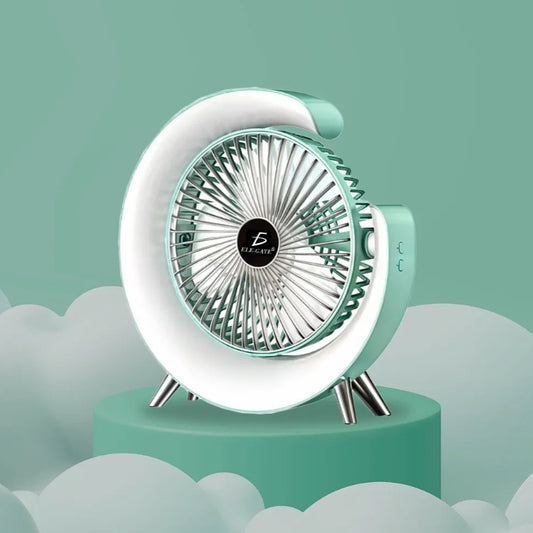Ventilador de Escritorio con Luz LED RGB y Control Remoto – 3 Velocidades + Giro 180°