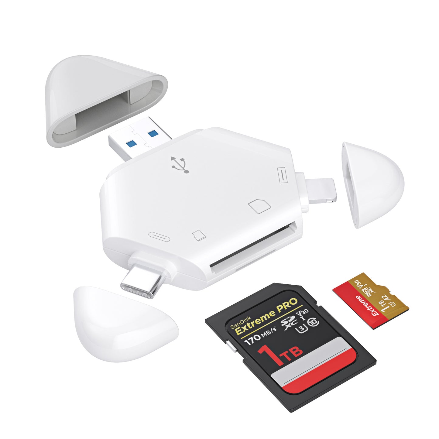 3 en 1 adaptador OTG de alta velocidad magnético multifunción USB 3.0 USB 2.0 para lector de tarjetas SD TF
