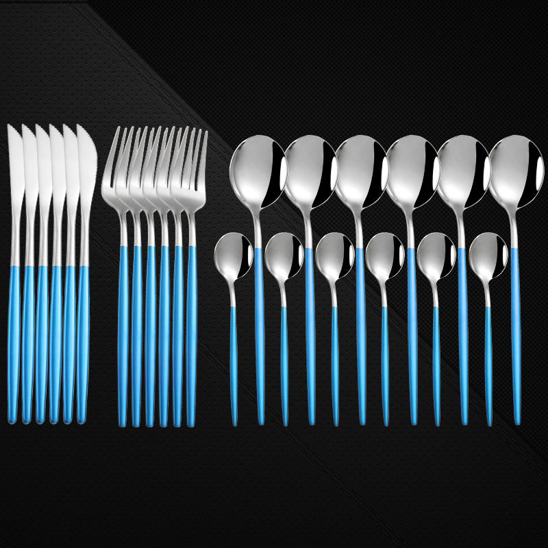 Juego de Cubiertos de Lujo 24 Piezas en Acero Inoxidable 410 – Vajilla Occidental Estilo Portugués