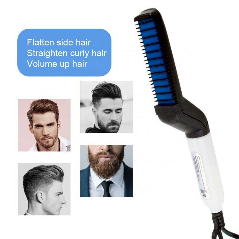 Alisador de pelo para hombres, peine multifuncional, cepillo eléctrico para rizar, cepillo de pelo profesional, alisador de barba, rizador de pelo