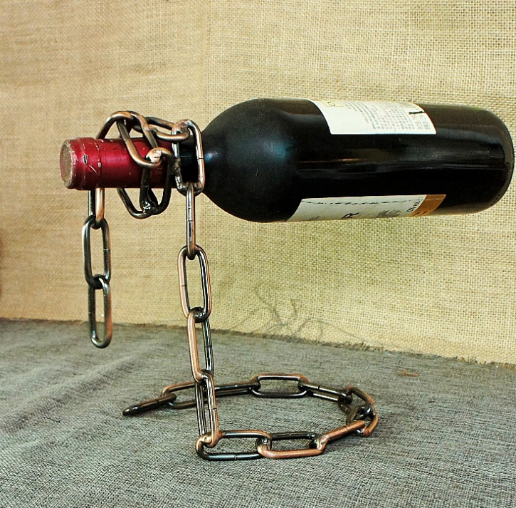 Soporte de botella de vino con diseño flotante, cuerda, lazo, estante para vino, Whisky, cocina, Bar, Pub, accesorios