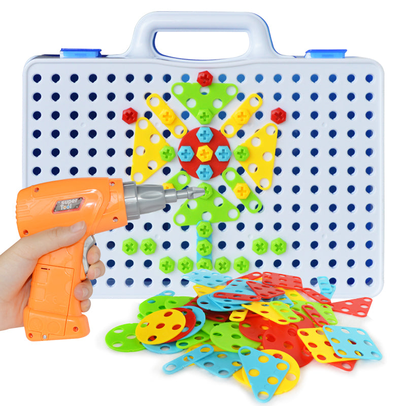 Juego de Construcción con Taladro para Niños – Creatividad con Tornillos de Colores