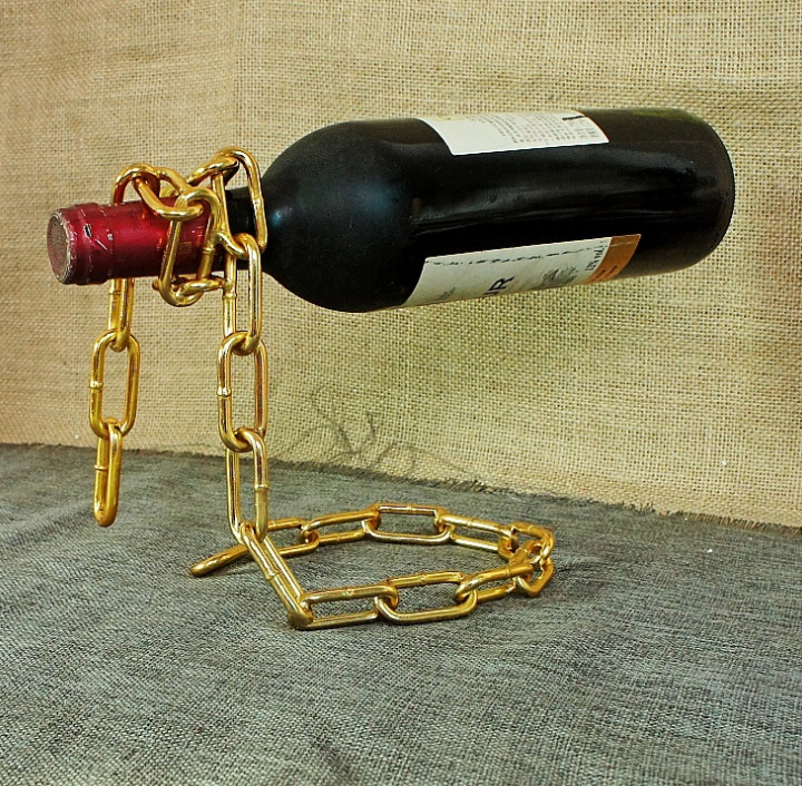 Soporte de botella de vino con diseño flotante, cuerda, lazo, estante para vino, Whisky, cocina, Bar, Pub, accesorios