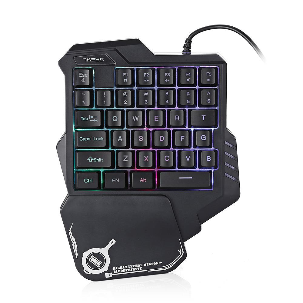 Teclado mecánico para jugar con una sola mano, mini teclado portátil retroiluminado RGB, controlador de juego