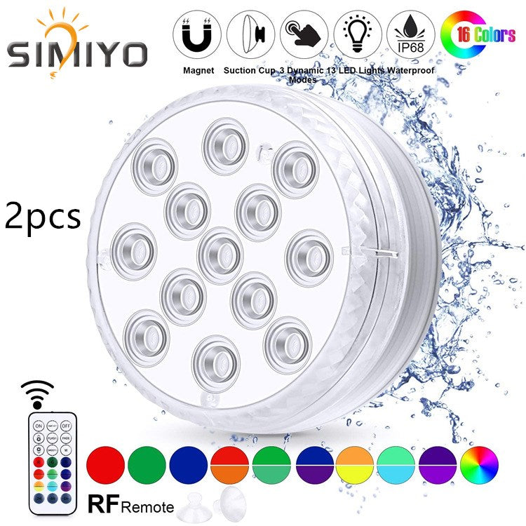 Luz LED sumergible impermeable, lámpara subacuática para jardín, piscina, fuente. luz  con Control remoto