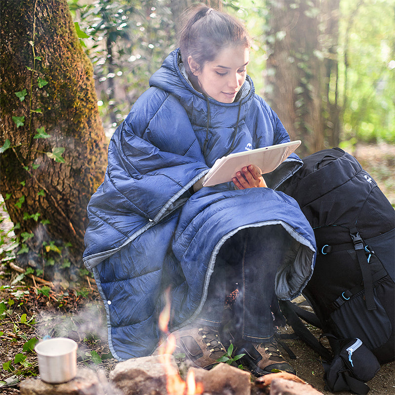 Poncho térmico con capucha Saco de dormir cálido para acampar al aire libre