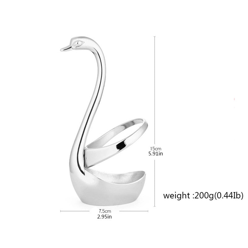 Tenedor y Cuchara de Postre Cisne en Aleación de Zinc – Diseño Elegante Estilo Chino