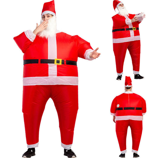 Traje de Santa Claus inflable para adulto, talles grandes