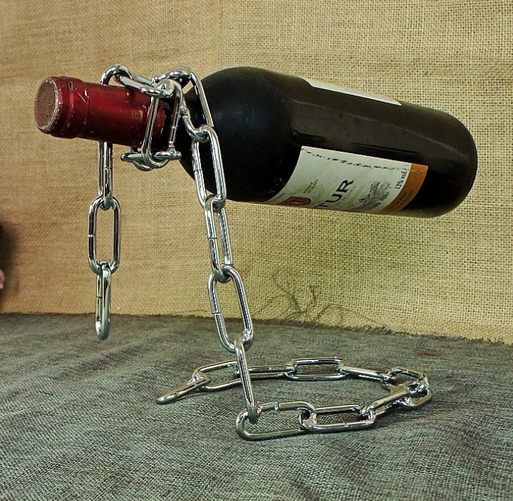 Soporte de botella de vino con diseño flotante, cuerda, lazo, estante para vino, Whisky, cocina, Bar, Pub, accesorios