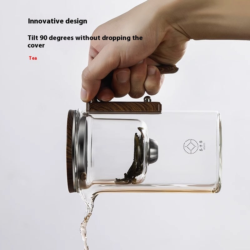 Tetera magnética con un solo clic, tetera de vidrio, recipiente interior para separar el agua del té