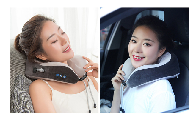 Masajeador de cuello eléctrico, almohada en forma de U, masajeador Cervical portátil multifuncional para hombros, masaje para el hogar y el coche al aire libre