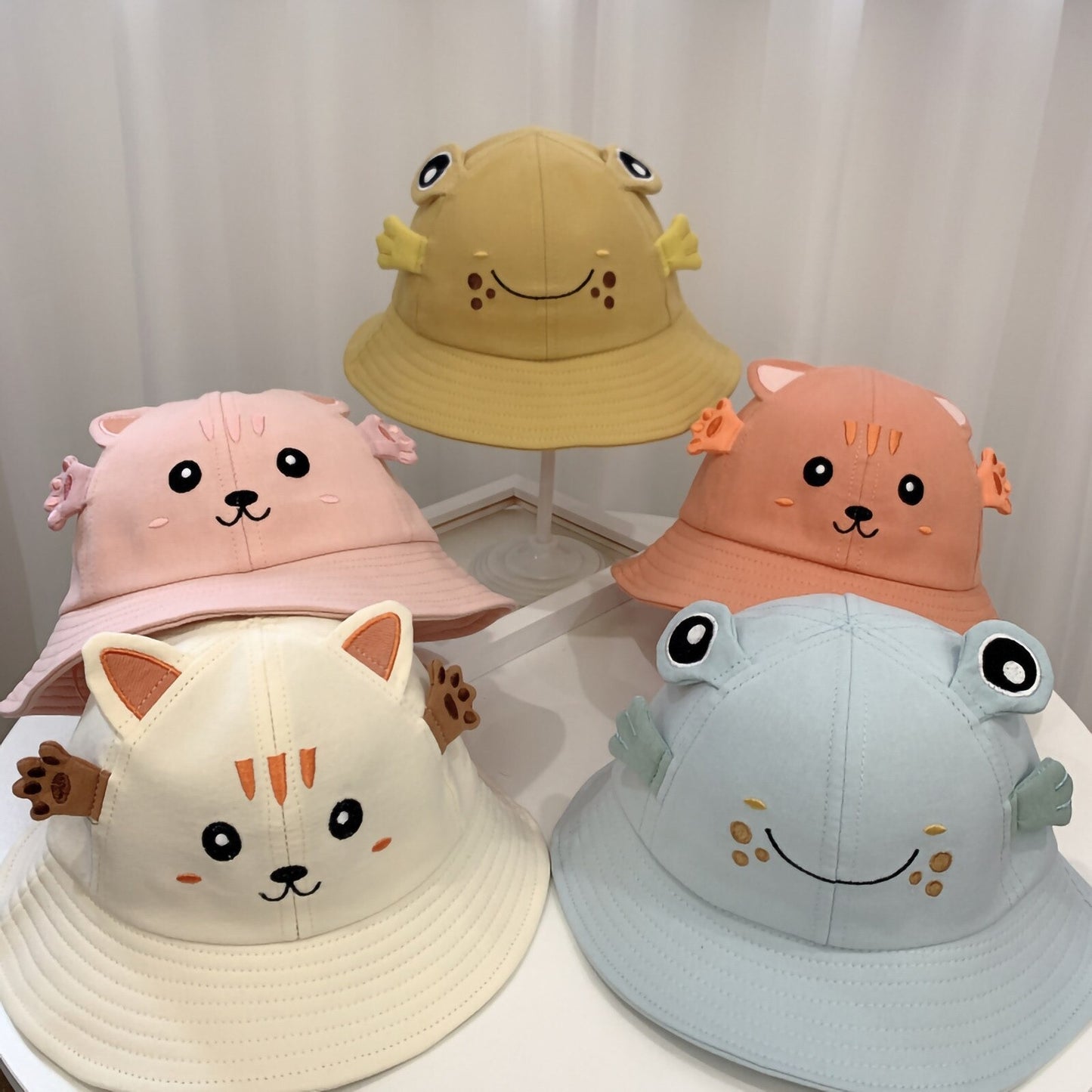 Sombrero para bebés, proteja del sol a su bebé, sobrero con diseño de gatito y rana, sombrero pequeño para bebé muy adorable