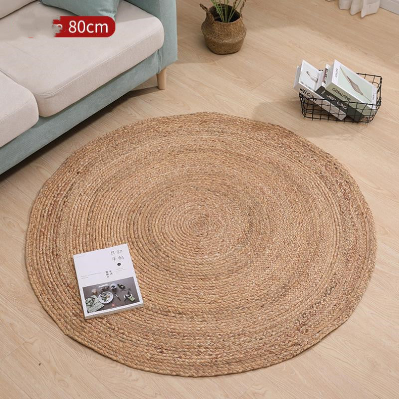 Alfombra Redonda de Ratán | Tapete Tejid para Dormitorio, Mesita de Noche, Sala de Esta