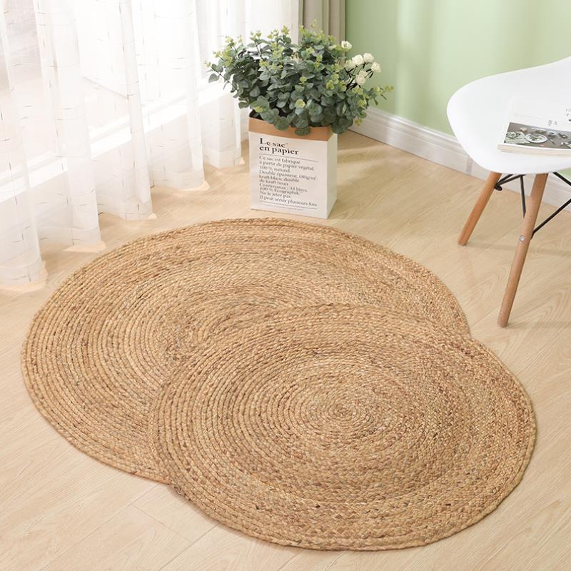 Alfombra Redonda de Ratán | Tapete Tejid para Dormitorio, Mesita de Noche, Sala de Esta