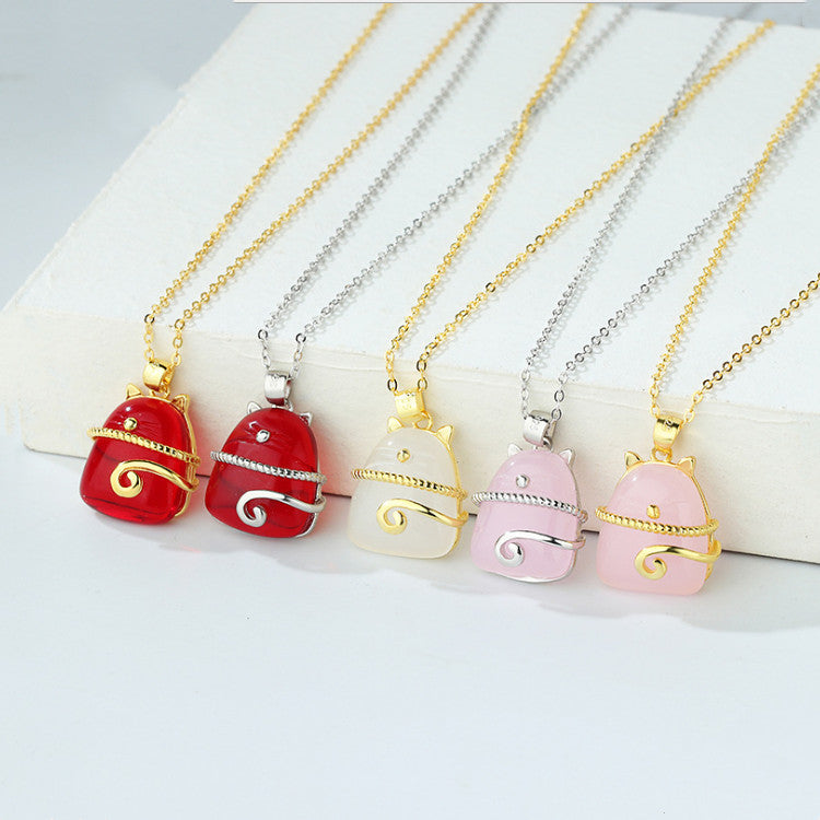 Collar Lucky Cat Plata Esterlina 925 | Brillo y Buena Fortuna