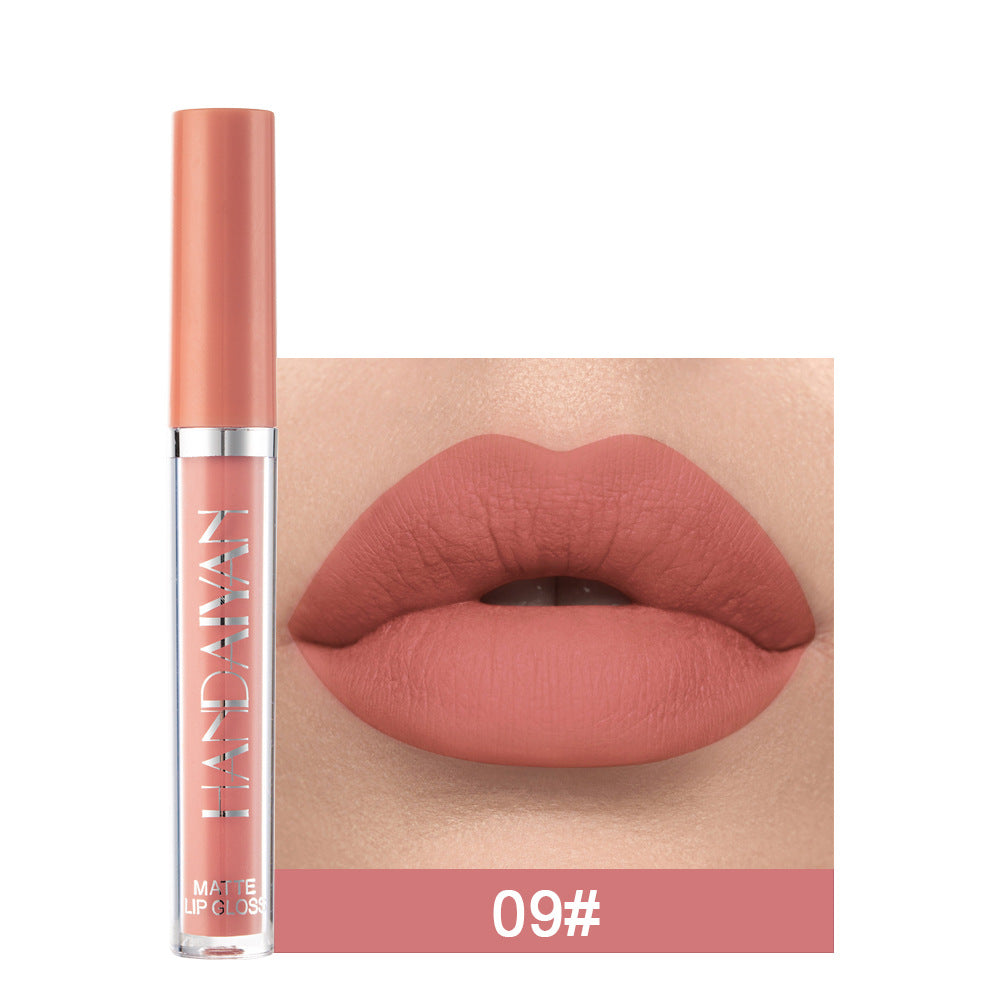 Lip Glaze lápiz labial líquido Mini tubo brillo de labios a prueba de agua y antiadherente