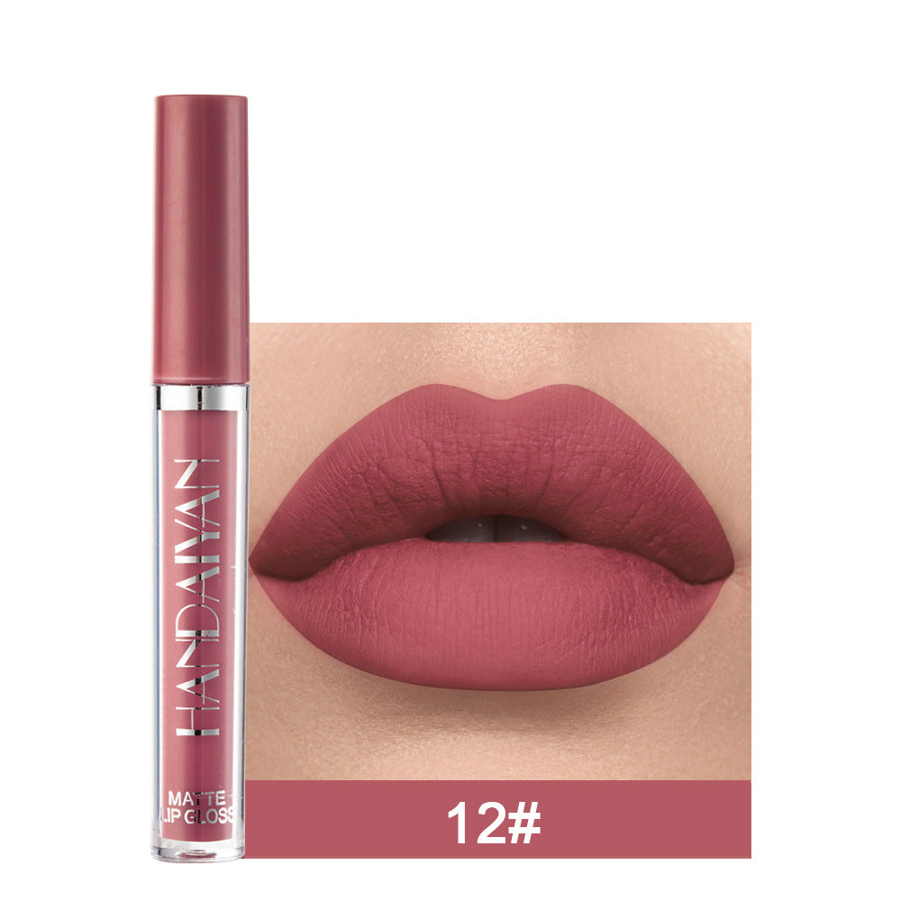 Lip Glaze lápiz labial líquido Mini tubo brillo de labios a prueba de agua y antiadherente