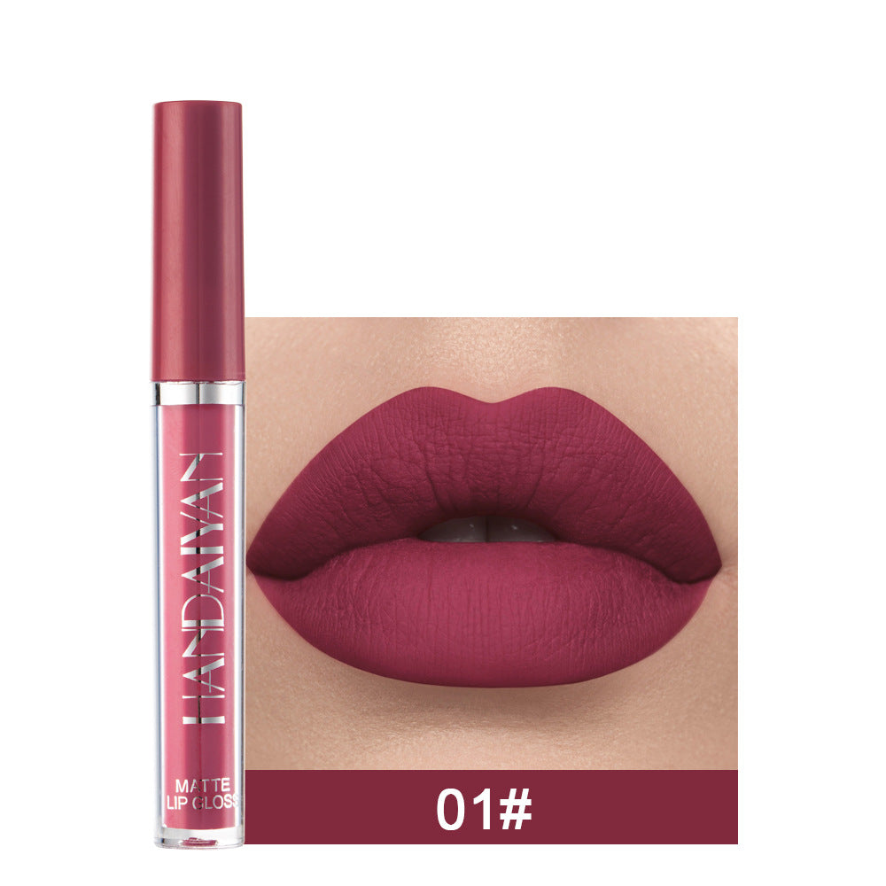 Lip Glaze lápiz labial líquido Mini tubo brillo de labios a prueba de agua y antiadherente