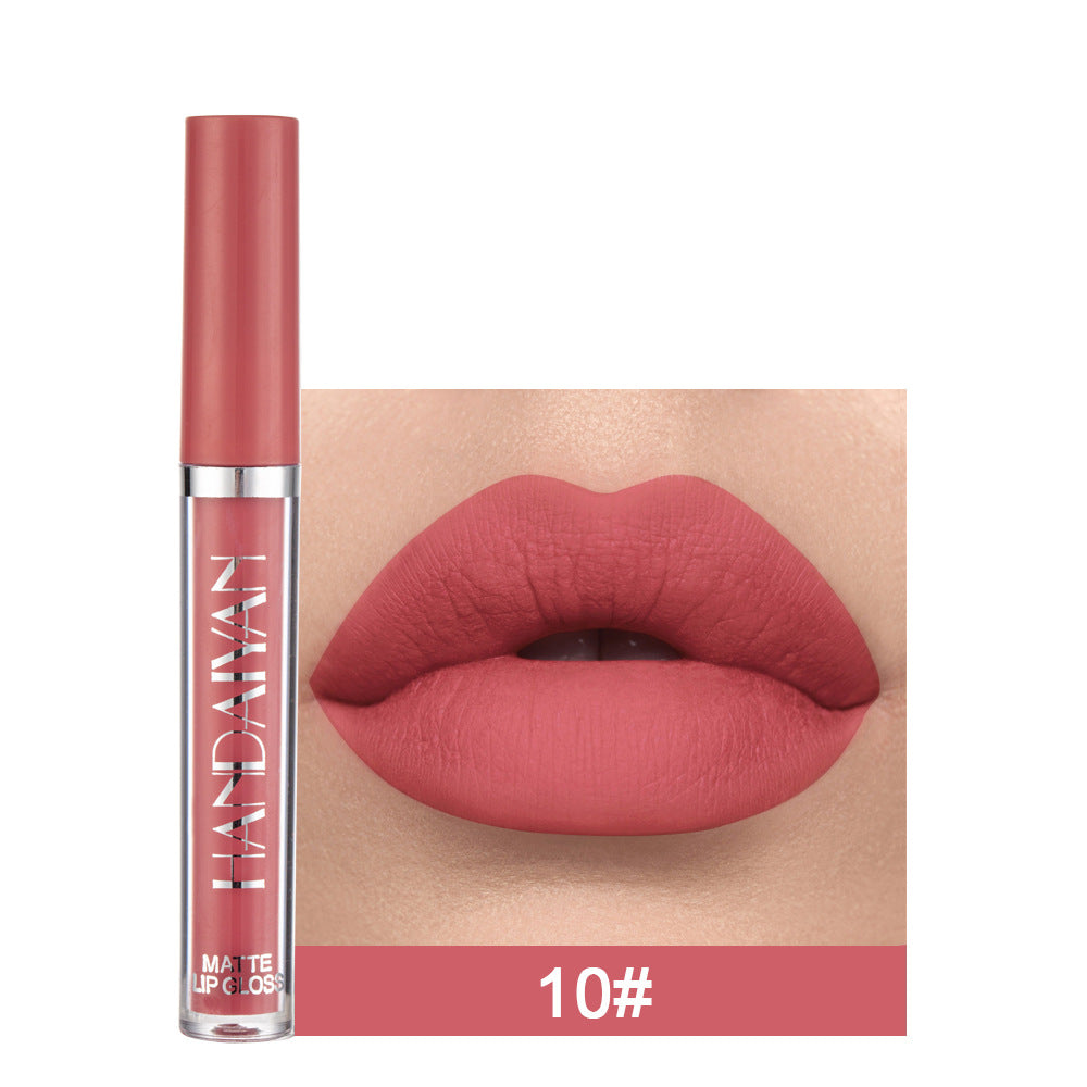 Lip Glaze lápiz labial líquido Mini tubo brillo de labios a prueba de agua y antiadherente