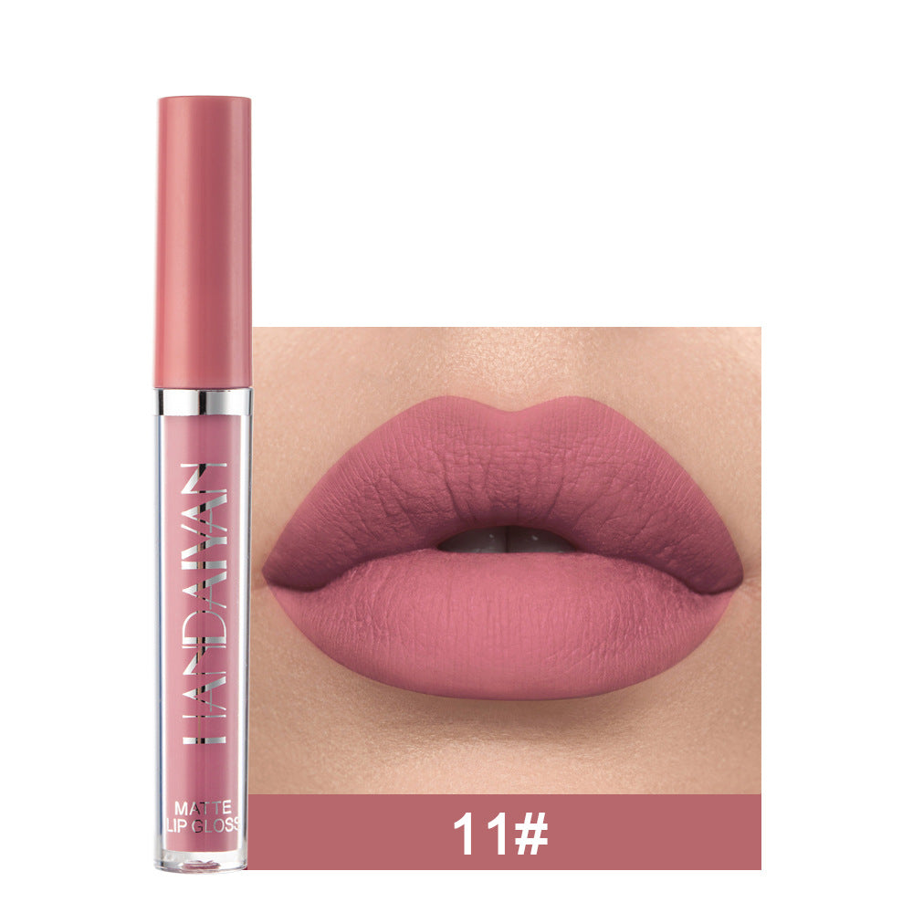 Lip Glaze lápiz labial líquido Mini tubo brillo de labios a prueba de agua y antiadherente