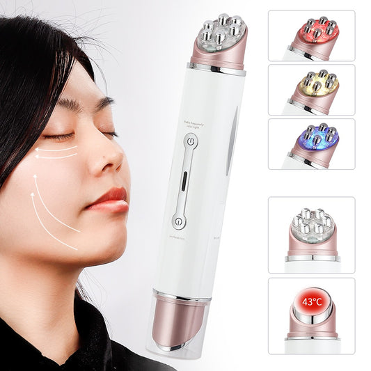 Masajeador de ojos RF Radio mesoterapia, pluma de belleza EMS frecuencia LED estiramiento facial rejuvenecimiento de la piel, eliminador de arrugas