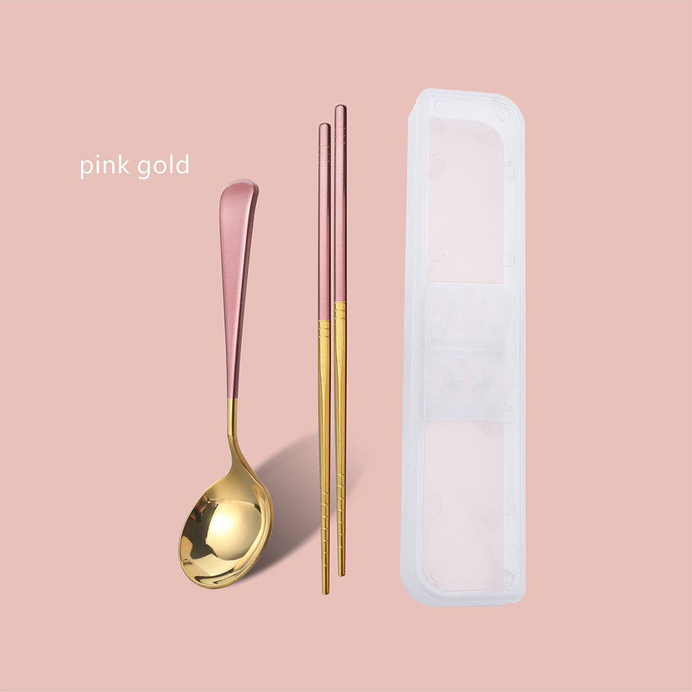 Set de Cuchara y Palillos en Acero Inoxidable 304 – Vajilla Minimalista Premium