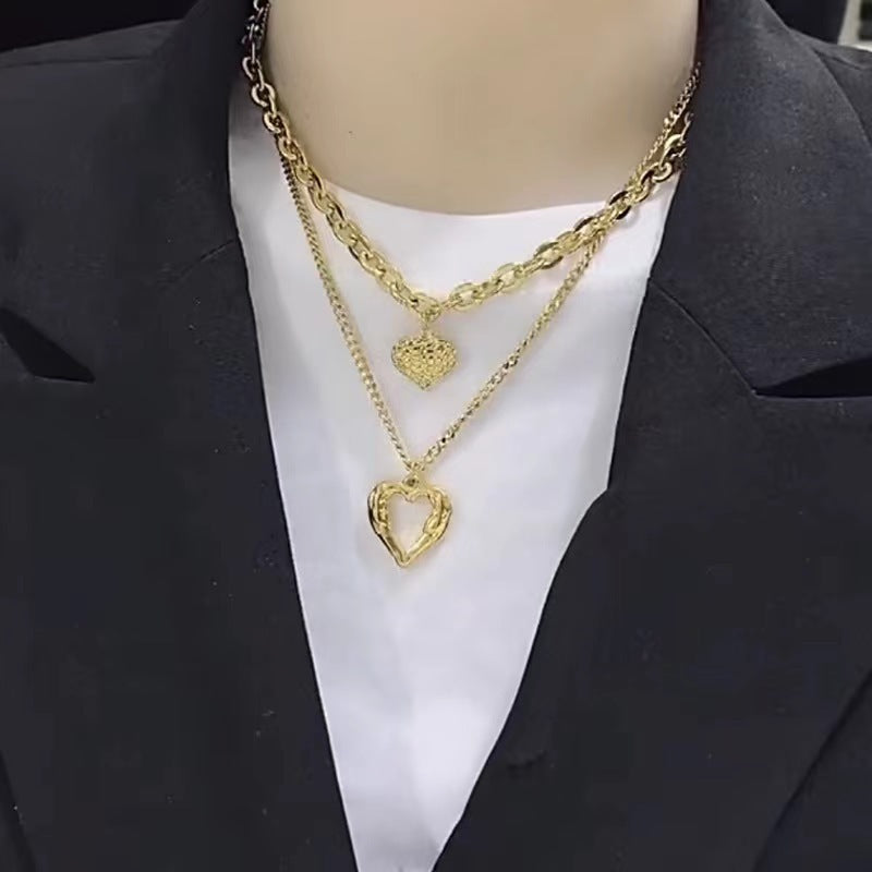 Collar de alas de ángel de acero de titanio, con dije de corazón
