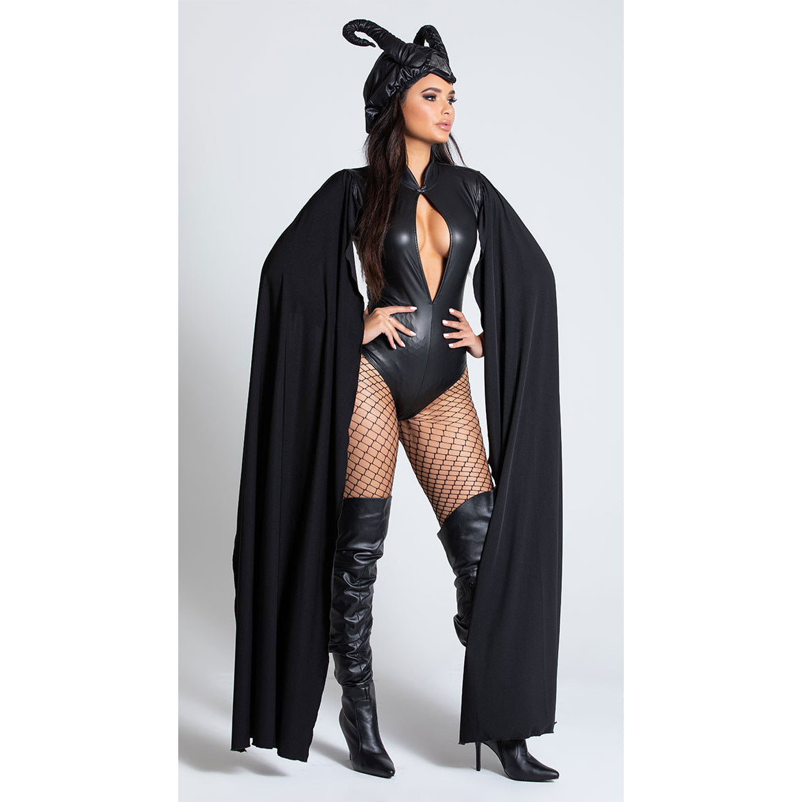 Disfraz De Bruja De Halloween Capa Vampiro, traje para mujer Adulta con cuerno y capa