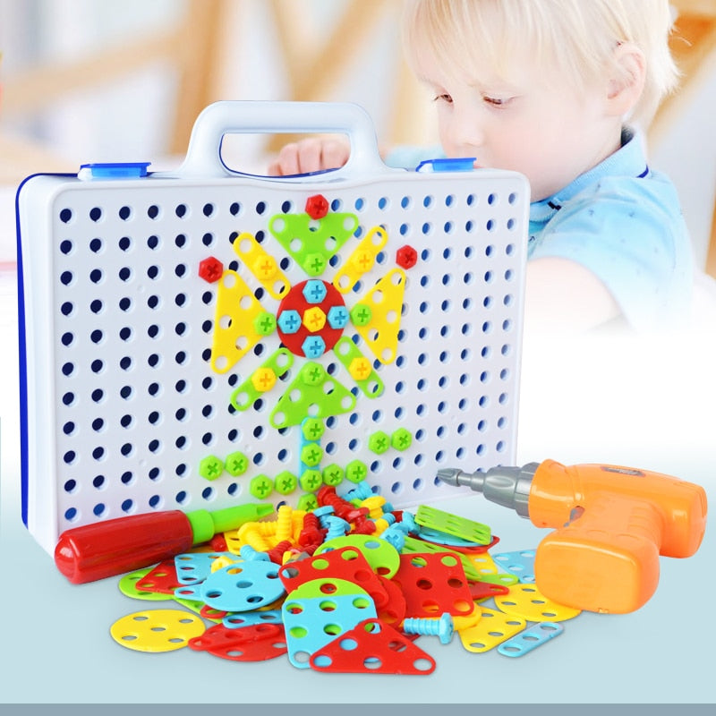 Juego de Construcción con Taladro para Niños – Creatividad con Tornillos de Colores
