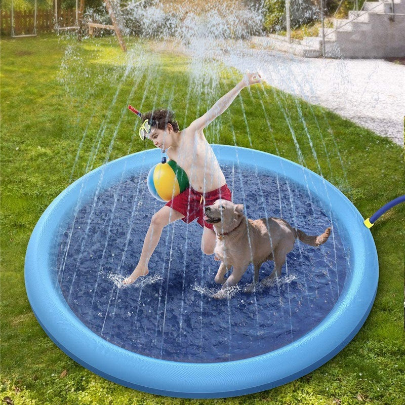 Alfombrilla tipo piscina plana para niños y mascotas, chorro de agua! espectacular