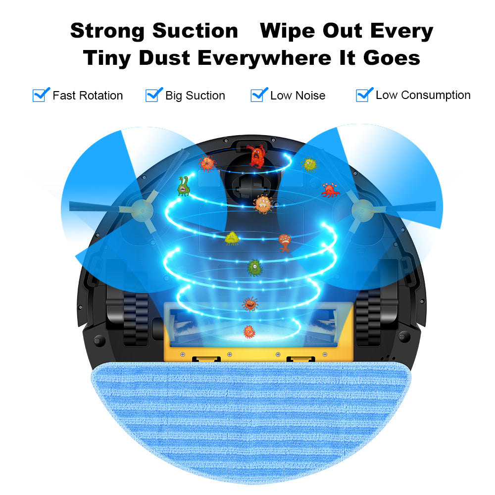 INGVY Robot aspirador para barrido y limpieza; robot aspirador por mapa, memoria, partición inteligente, aplicación WiFi, tanque de agua eléctrico,  simula trapo húmeda