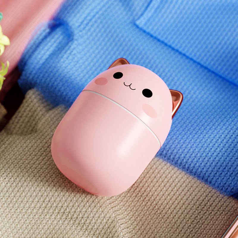 Humidificador de aire con diseño de gato, ultra silencioso, USB, purificador de aire con LED
