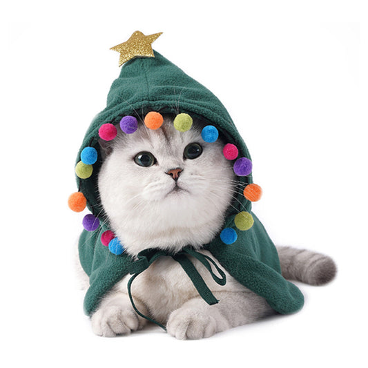 Lindo disfraz de perro y gato, capa navideña, disfraz de Halloween