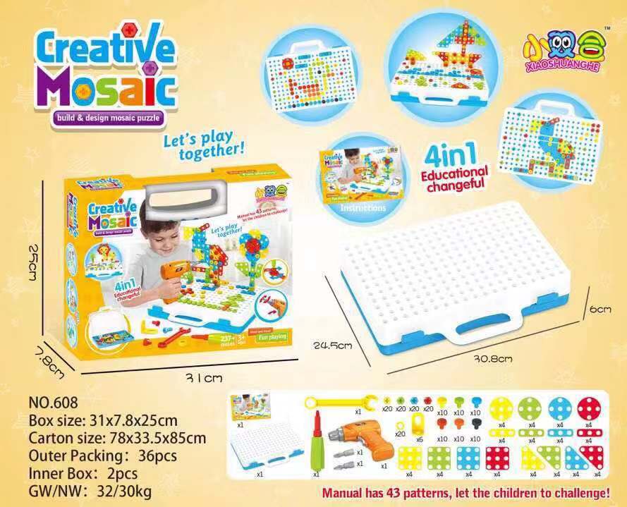 Juego de Construcción con Taladro para Niños – Creatividad con Tornillos de Colores