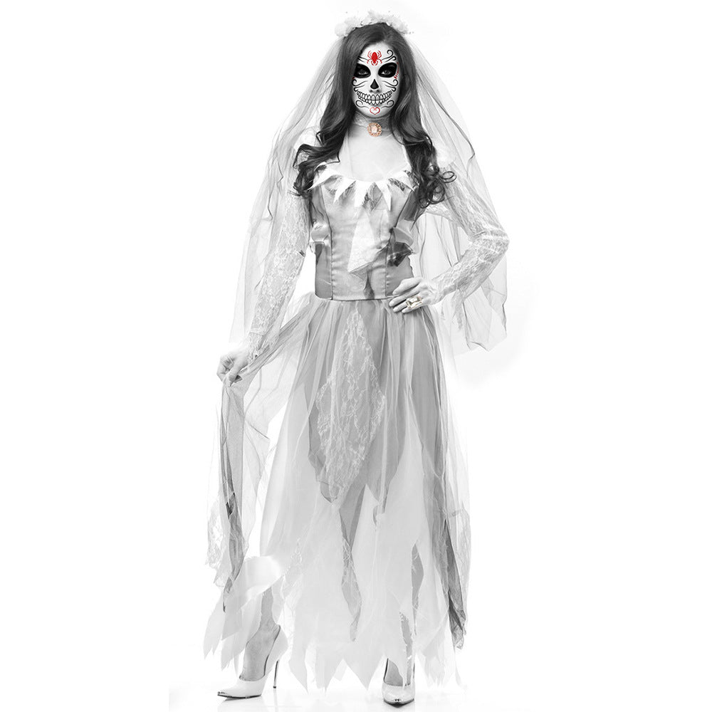 Nuevo vestido de novia zombie de Halloween, disfraz para adulto