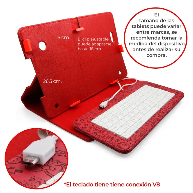 Funda con teclado para tableta de 10,1 pulgadas