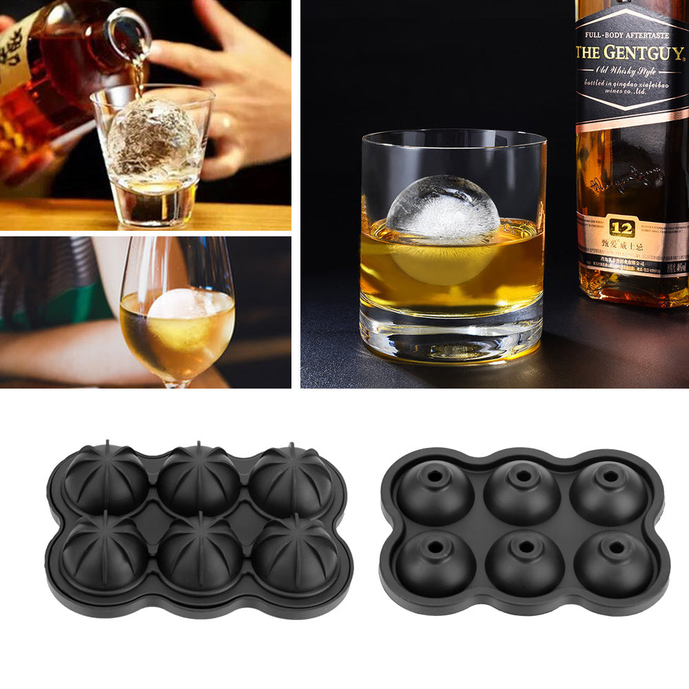 Molde de Hielo Redondo 6 Celdas – Silicona de Grado Alimenticio para Bebidas Premium
