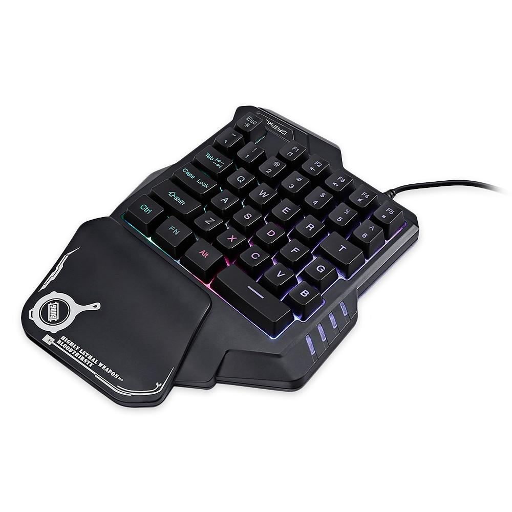 Teclado mecánico para jugar con una sola mano, mini teclado portátil retroiluminado RGB, controlador de juego