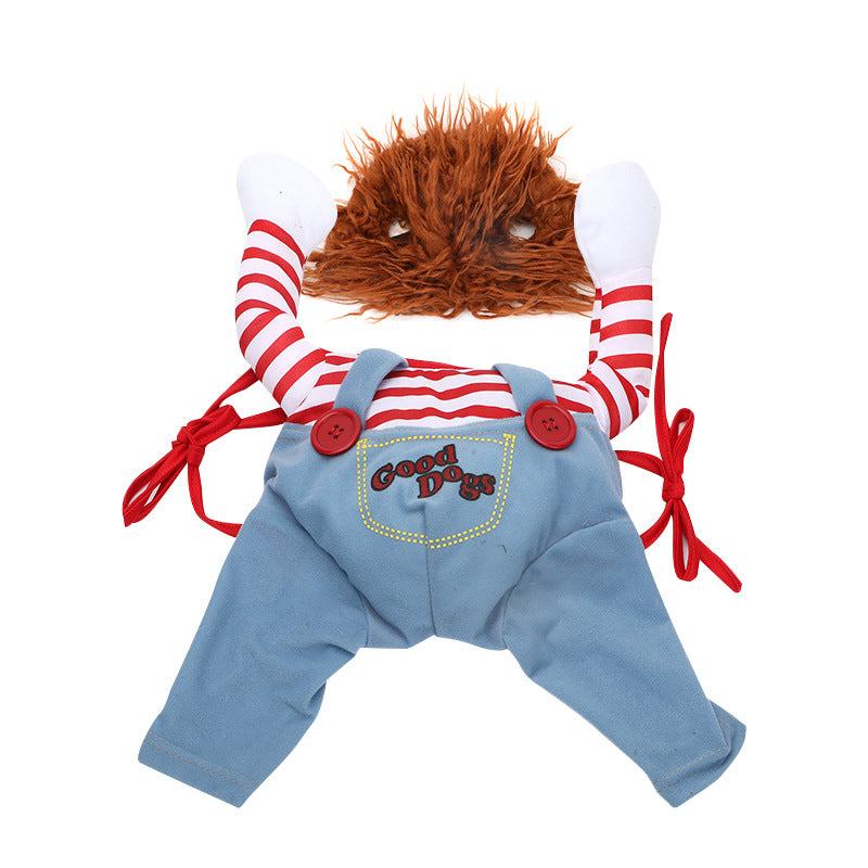 Disfraz  de Halloween Chucky y  HorseMan para perro