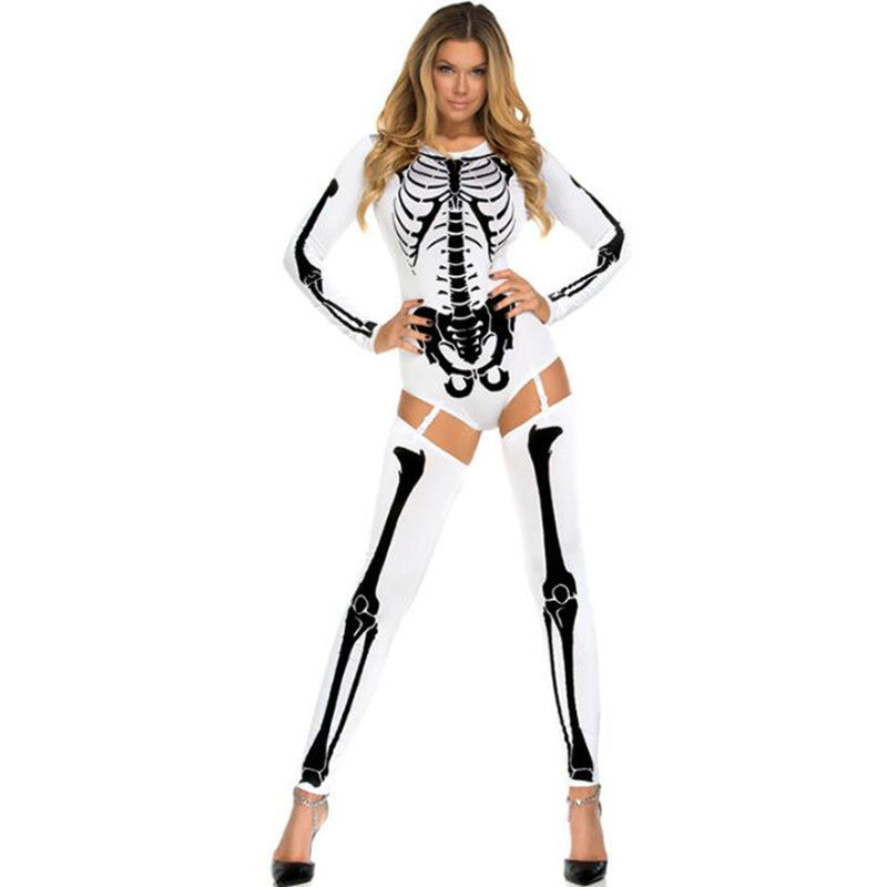Disfraz de Halloween Calavera Zombie Uniforme para Mujer 